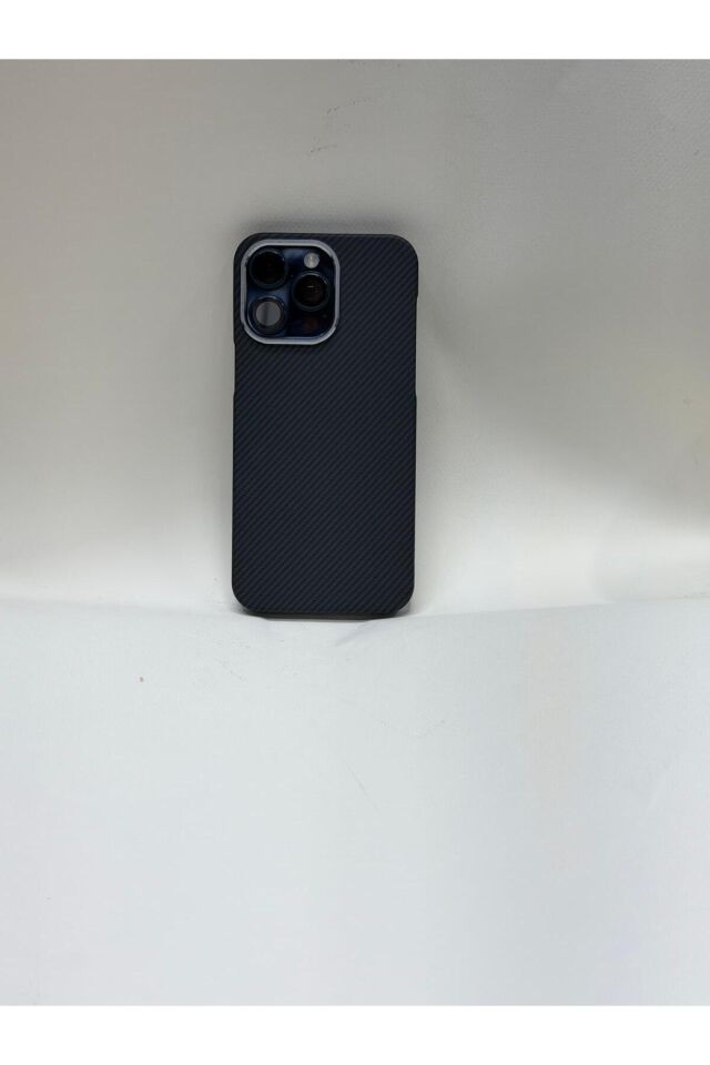 Iphone 15 pro max uyumlu yanmaz karbon fiber premium kılıf Siyah