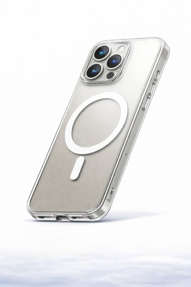 iPhone 15 Pro Max Uyumlu Şeffaf Magsafe Kılıf – Sararmaz, Darbe Emici, Premium Silikon Kapak