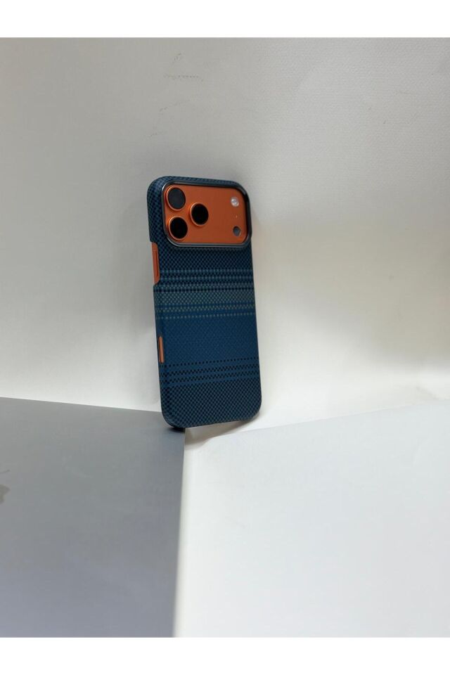 Iphone 17 pro max uyumlu yanmaz karbon fiber premium kılıf Lacivert