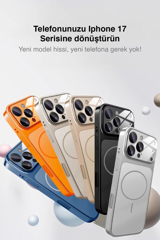 iPhone 14 Pro Dönüşüm Kılıfı - Turuncu 17 Pro Max Görünümlü MagSafe