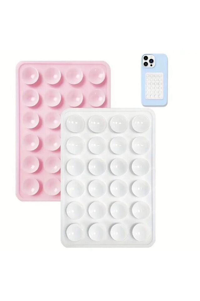 Silikonlu Vantuz Beyaz ve Pembe Telefon Vantuz Tutucu 2 Adet