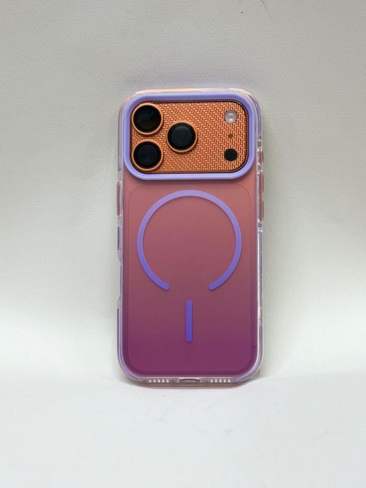 iPhone 17 Pro Uyumlu Rainbow MagSafe Kılıf - Gökkuşağı Renk Geçişli Sararmaz Kapak