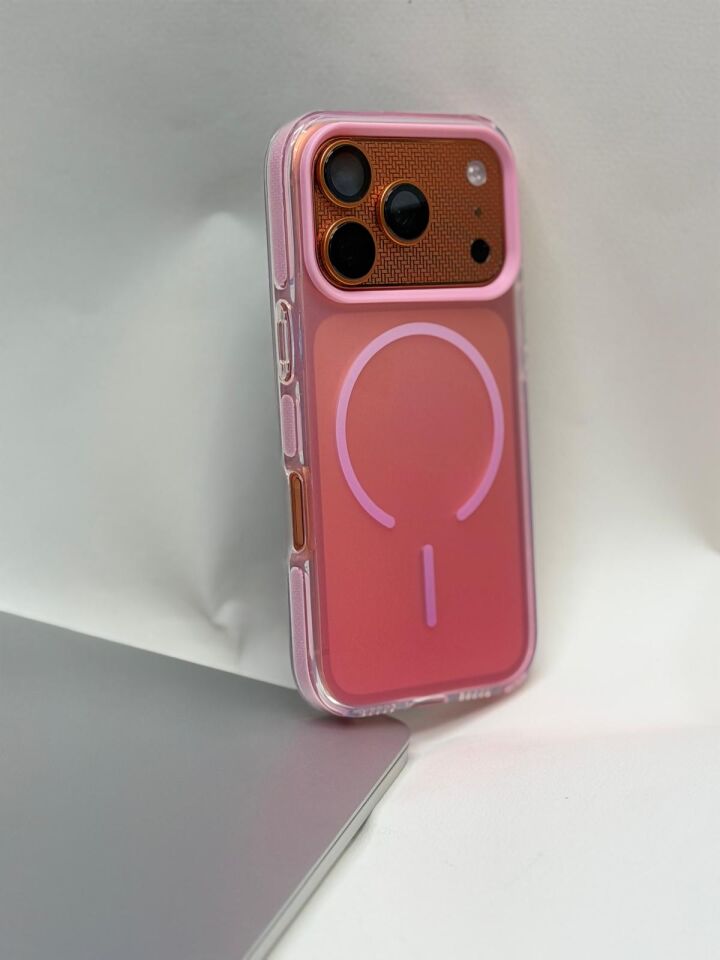 iPhone 17 Pro Uyumlu Rainbow MagSafe Kılıf - Gökkuşağı Renk Geçişli Sararmaz Kapak