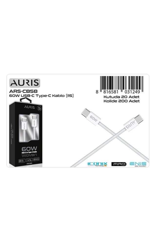 AURİS ÇİFT TARAF Type-c KABLO 60W