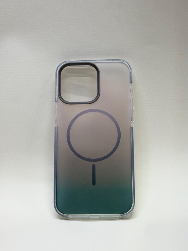 iPhone 15 Pro Max Uyumlu Rainbow Renkli MagSafe Siyah/Şeffaf Kılıf - Göz Alıcı Koruma