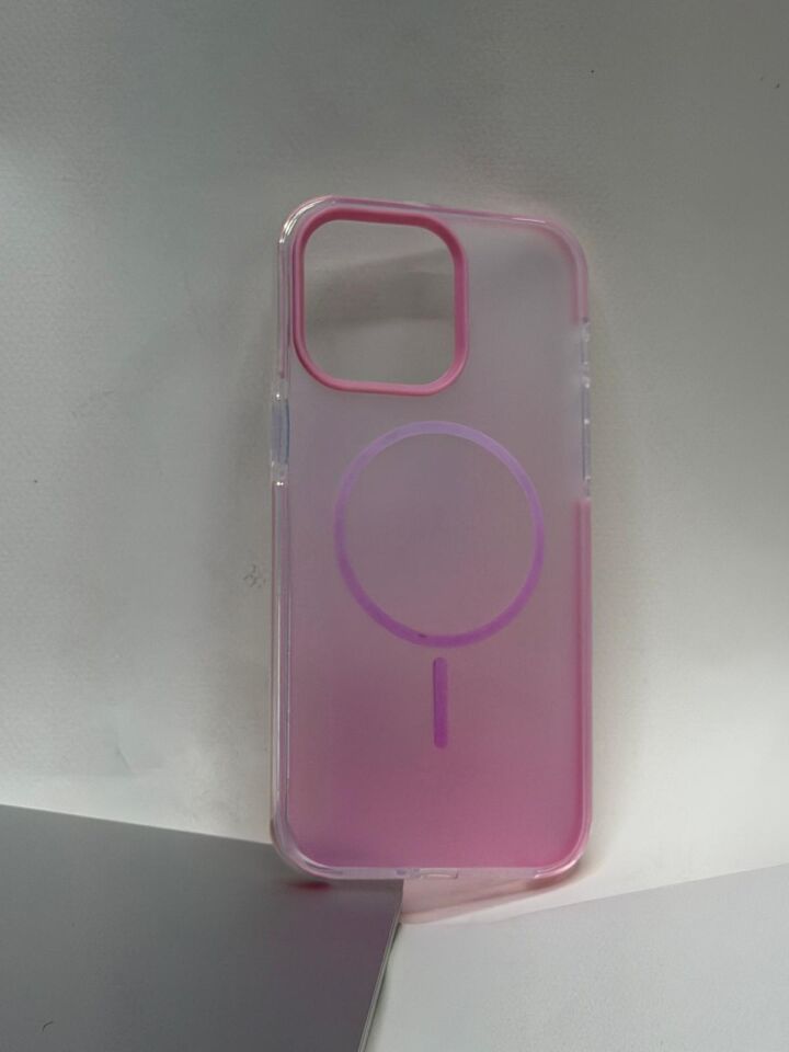 iPhone 15 Pro Max Uyumlu Rainbow Renkli MagSafe Siyah/Şeffaf Kılıf - Göz Alıcı Koruma