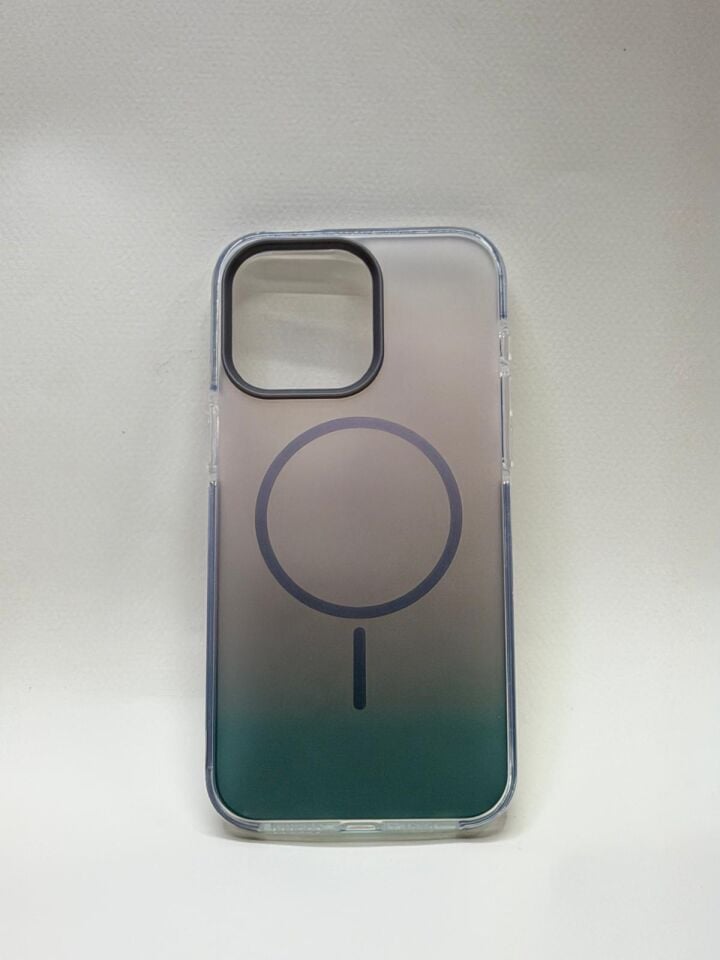 iPhone 15 Pro Max Uyumlu Rainbow Renkli MagSafe Siyah/Şeffaf Kılıf - Göz Alıcı Koruma Metalik