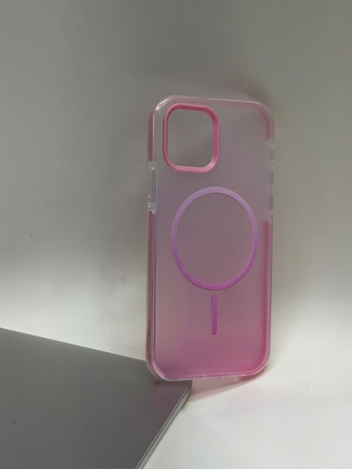 iPhone 12 ve iPhone 12 Pro Uyumlu Rainbow MagSafe Kılıf - Renk Geçişli, Darbe Emici Lansman Kılıfı
