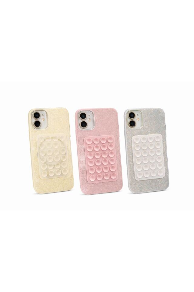 Simli Vantuzlu Telefon Tutucu 3’lü Set | Güçlü Tutuş Kaymaz Sabitleyici | Tüm Telefonlarla Uyumlu Pembe