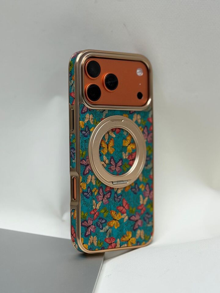 iPhone 17 Pro Max Tuval Kılıf - Egzotik Lotus Desenli Sanatsal Koruyucu