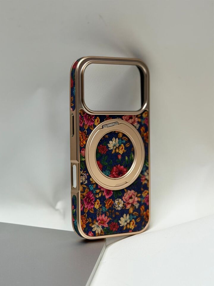 iPhone 17 Pro Tuval Kılıf - Egzotik Lotus Desenli Sanatsal Koruyucu