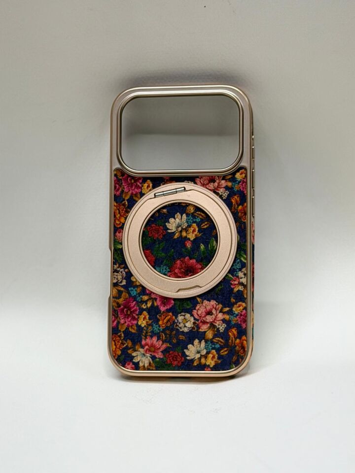 iPhone 17 Pro Tuval Kılıf - Egzotik Lotus Desenli Sanatsal Koruyucu