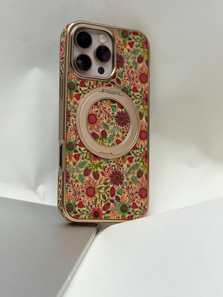iPhone 16 Pro Max Tuval Kılıf - Egzotik Lotus Desenli Sanatsal Koruyucu