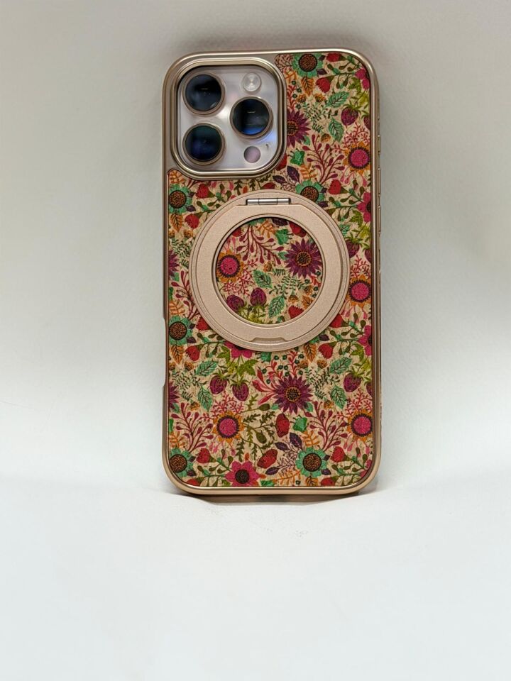 iPhone 16 Pro Max Tuval Kılıf - Egzotik Lotus Desenli Sanatsal Koruyucu