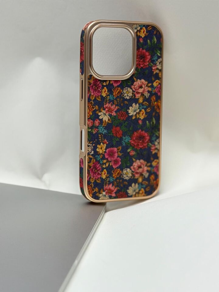 iPhone 16 Pro Tuval Kılıf - Egzotik Lotus Desenli Sanatsal Koruyucu