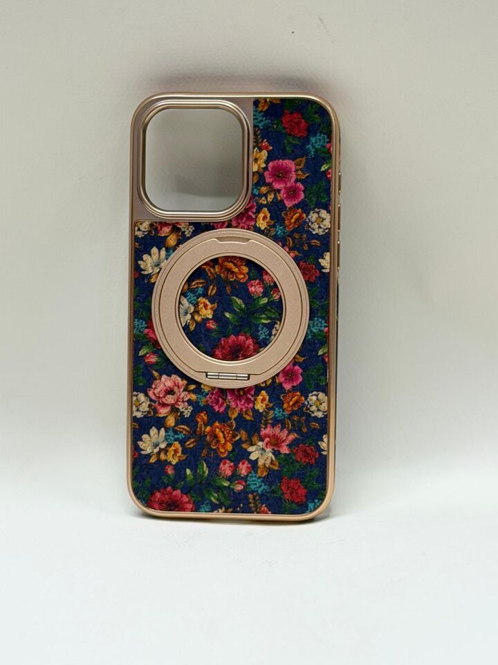 iPhone 15 Pro Max Tuval Kılıf - Egzotik Lotus Desenli Sanatsal Koruyucu