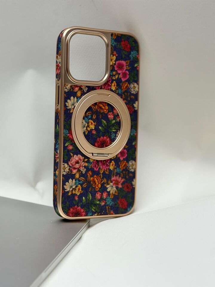 iPhone 15 Pro Max Tuval Kılıf - Egzotik Lotus Desenli Sanatsal Koruyucu