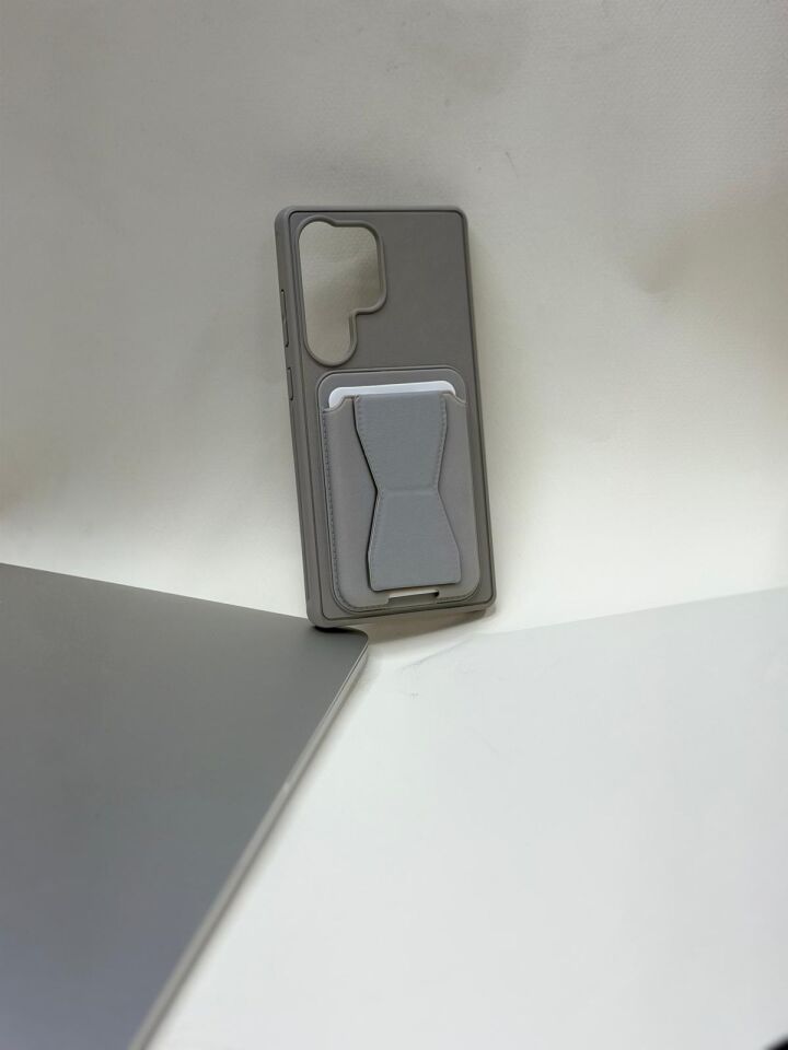 Samsung Galaxy S25 FE Uyumlu Kartlıklı Premium Kılıf - Gizli Bölmeli Cüzdan Kılıf Gri