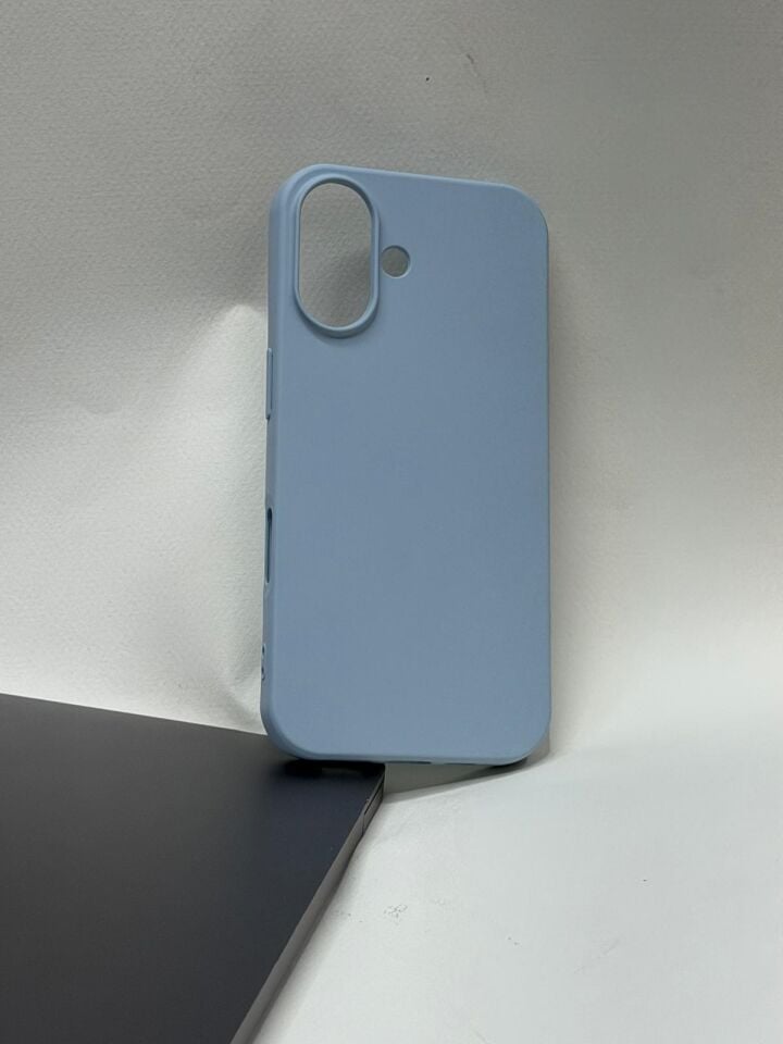 iPhone 16 İle Tam Uyumlu Premium Lansman Kılıfı - İçi Kadife Lansman Özel Silikon açık mavi