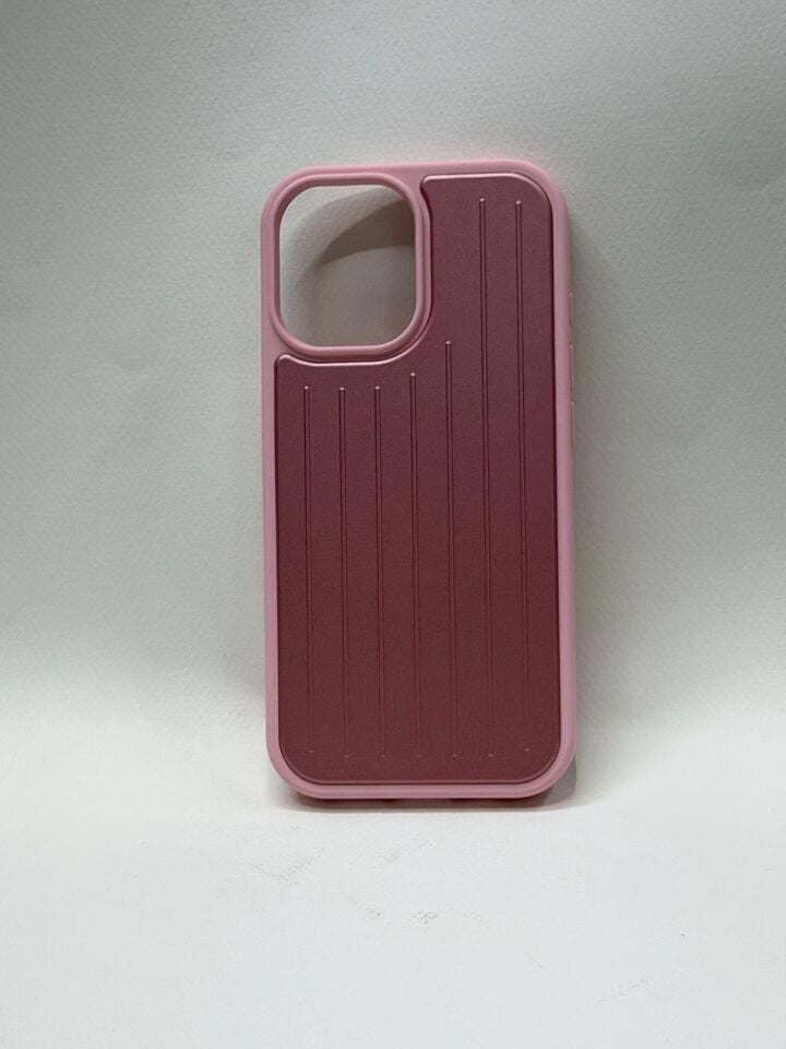 iPhone 17 Uyumlu Rimowa Tasarım Alüminyum Görünümlü Darbe Emici Lansman Kılıf Pembe