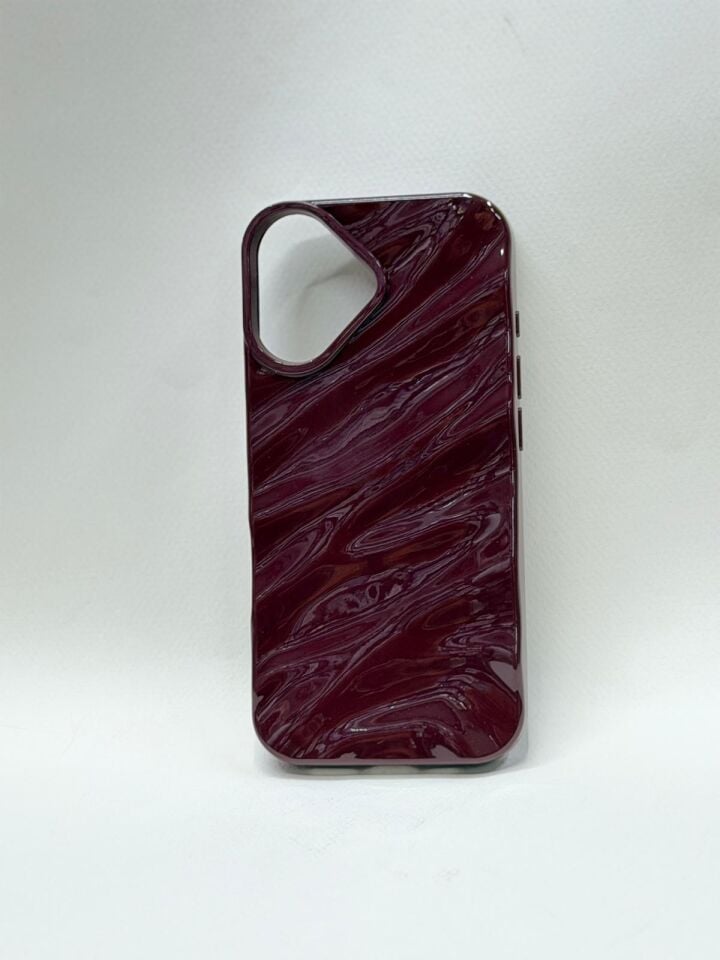 iPhone 17 Uyumlu Kırmızı Dalgalı Desenli Lansman Kılıf - Dalga Tasarım Kamera Korumalı