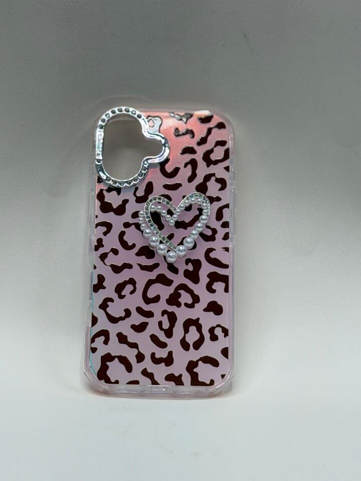 iPhone 17 Uyumlu Lüks Bling Bling Taşlı Koruyucu Kılıf - Parlak Simli Şık Tasarım Pembe