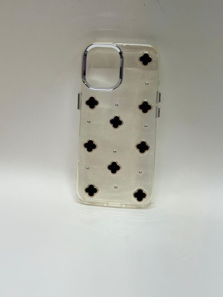 iPhone 17 Uyumlu Şeffaf Desenli Kılıf - Sararmayan Ultra İnce Darbe Emici Kapak Siyah Desenli
