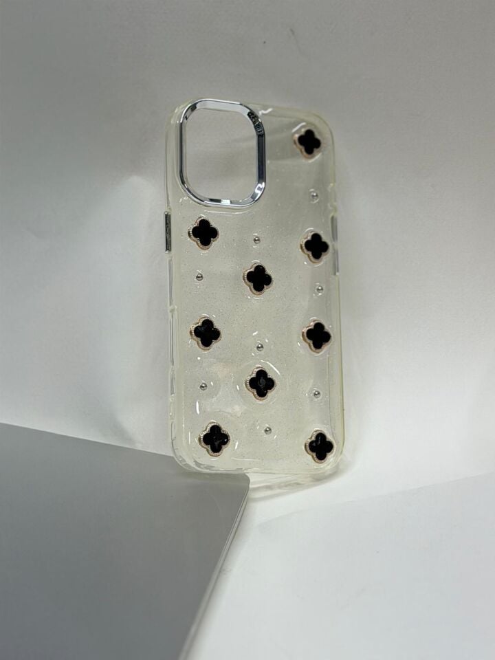 iPhone 17 Uyumlu Şeffaf Desenli Kılıf - Sararmayan Ultra İnce Darbe Emici Kapak Siyah Desenli