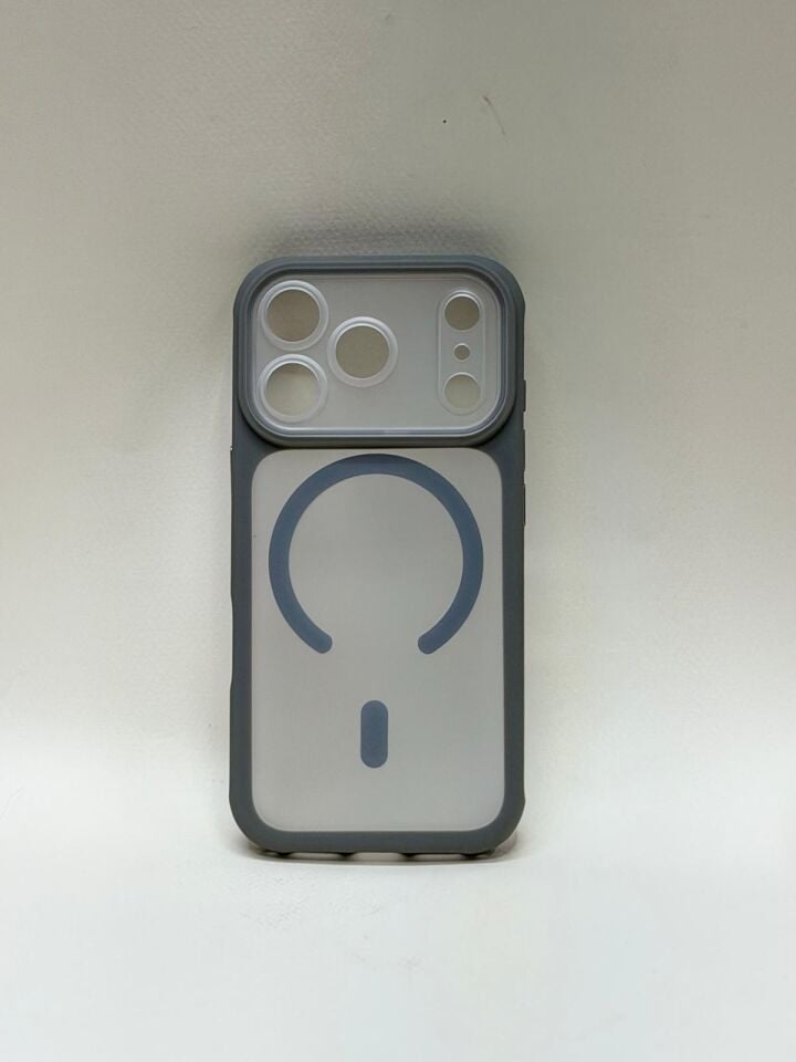 iPhone 17 Pro Uyumlu MagSafe Kılıf - Güçlü Manyetik Şarj Destekli Darbe Emici Kapak Gri