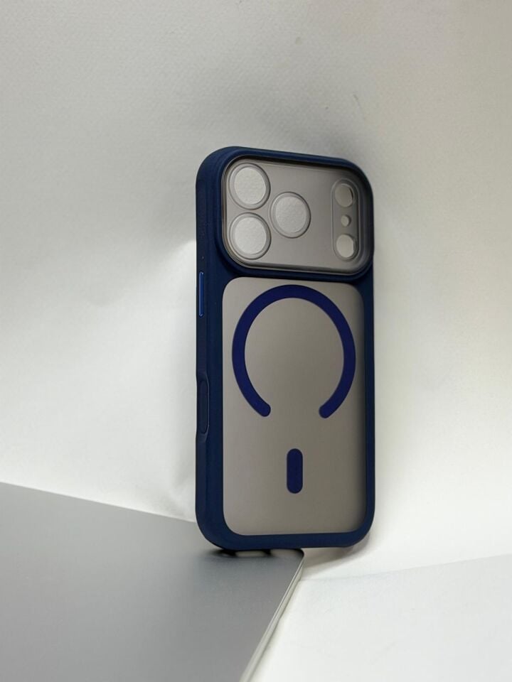iPhone 17 Pro Uyumlu MagSafe Kılıf - Güçlü Manyetik Şarj Destekli Darbe Emici Kapak Lacivert
