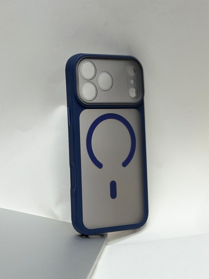 iPhone 17 Pro Uyumlu MagSafe Kılıf - Güçlü Manyetik Şarj Destekli Darbe Emici Kapak Lacivert