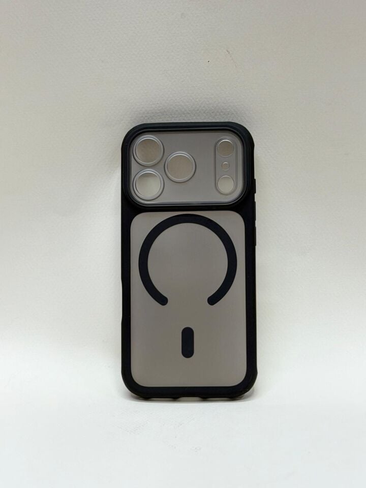 iPhone 17 Pro Uyumlu MagSafe Kılıf - Güçlü Manyetik Şarj Destekli Darbe Emici Kapak Siyah