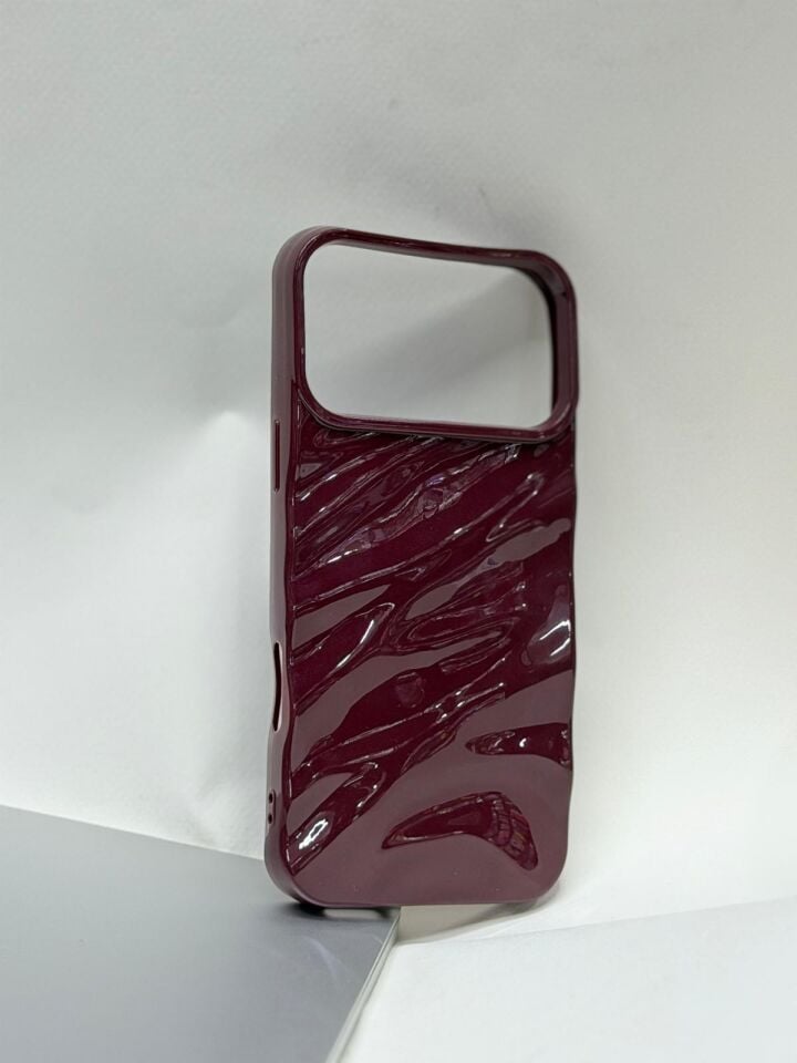 iPhone 17 Pro Uyumlu Bordo Desenli Koruma Kılıfı