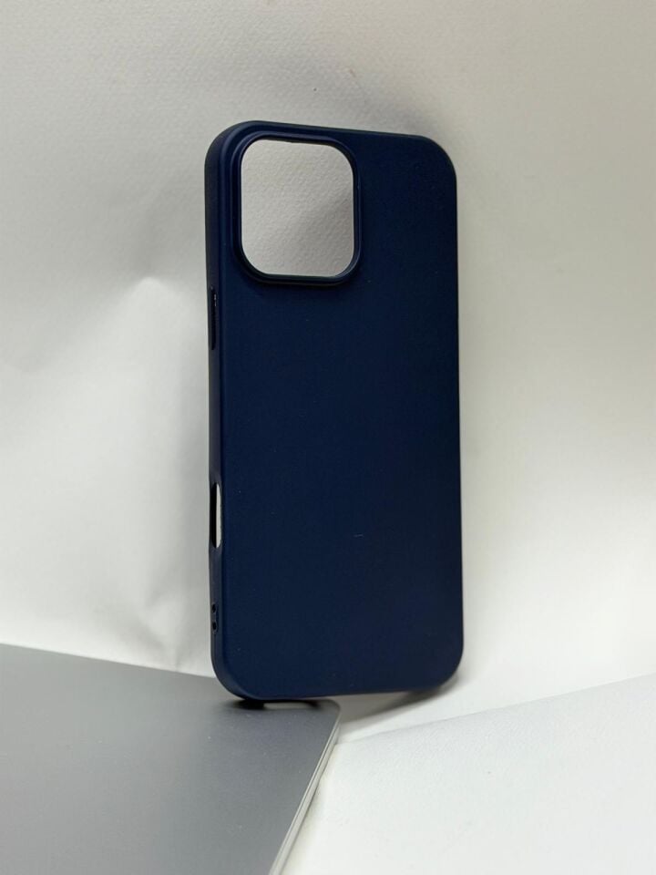 iPhone 16 Pro Max Uyumlu İçi Kadife Lansman Silikon Kılıf Lacivert