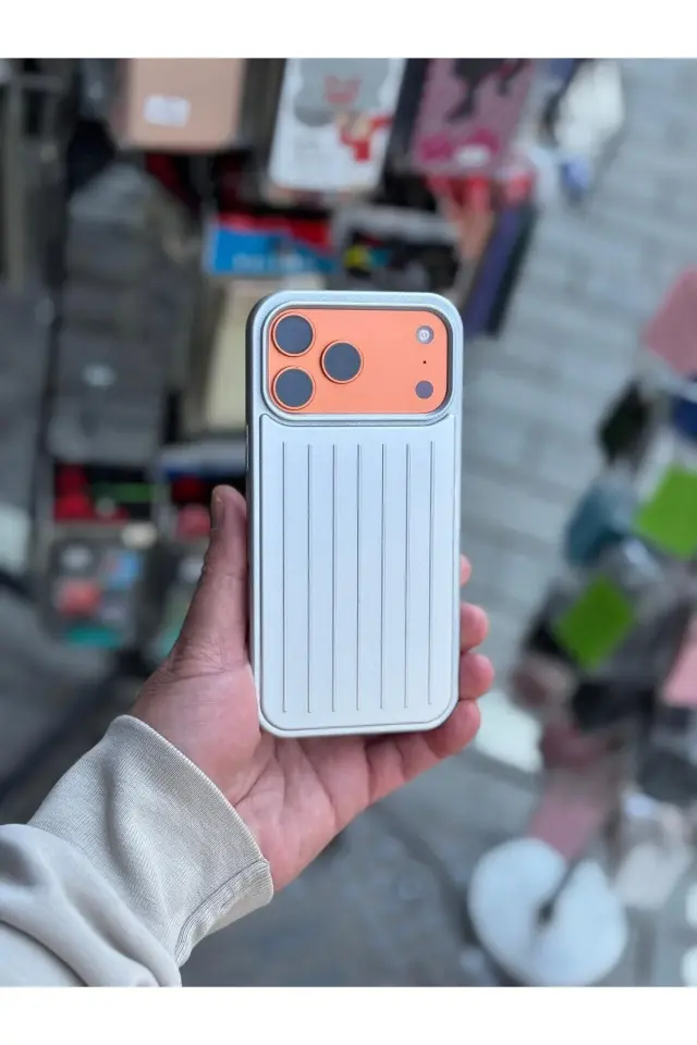 iPhone 17 Pro Valiz Tasarımlı Premium Koruma Kılıfı Gri