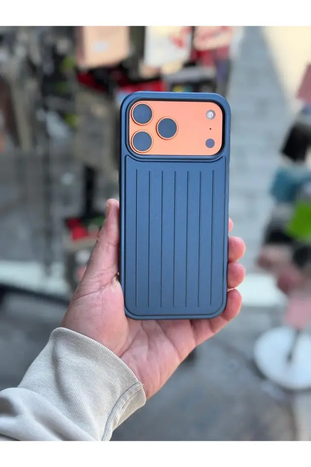 iPhone 17 Pro Valiz Tasarımlı Premium Koruma Kılıfı Lacivert
