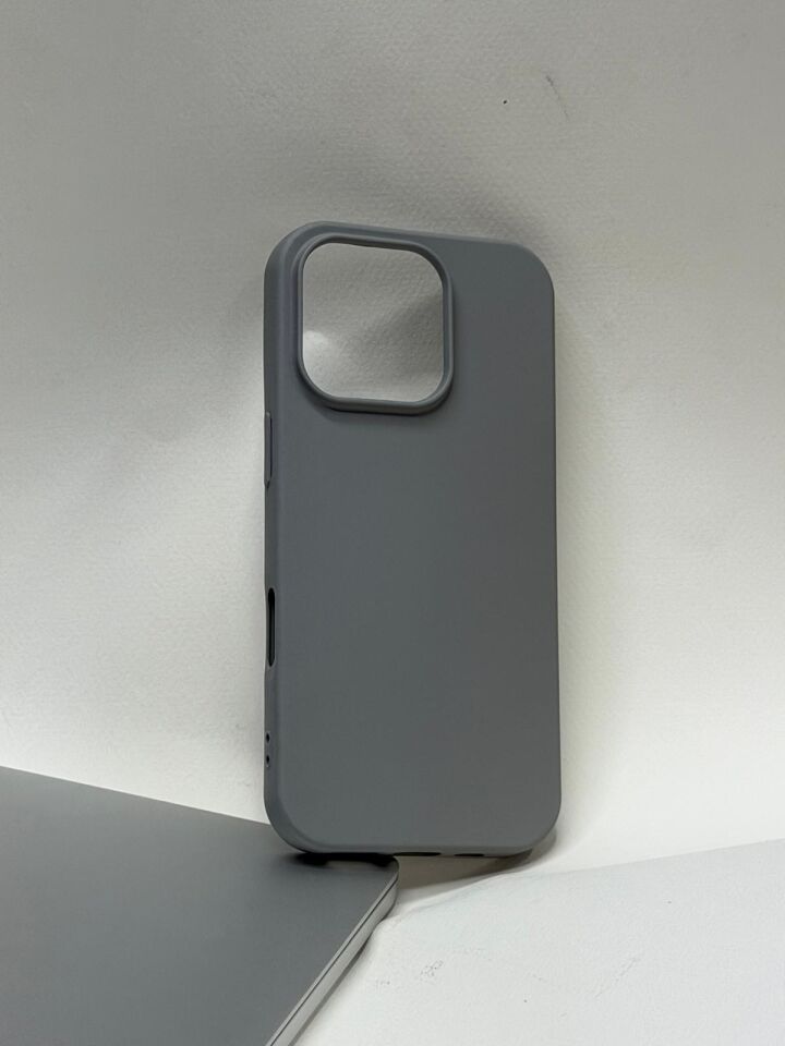 iPhone 16 Pro Uyumlu İçi Kadife Süet Astarlı İpeksi Silikon Lansman Kılıf Gri
