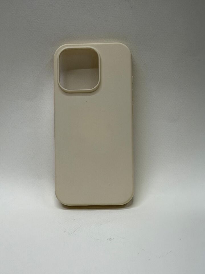 iPhone 16 Pro Uyumlu İçi Kadife Süet Astarlı İpeksi Silikon Lansman Kılıf Krem
