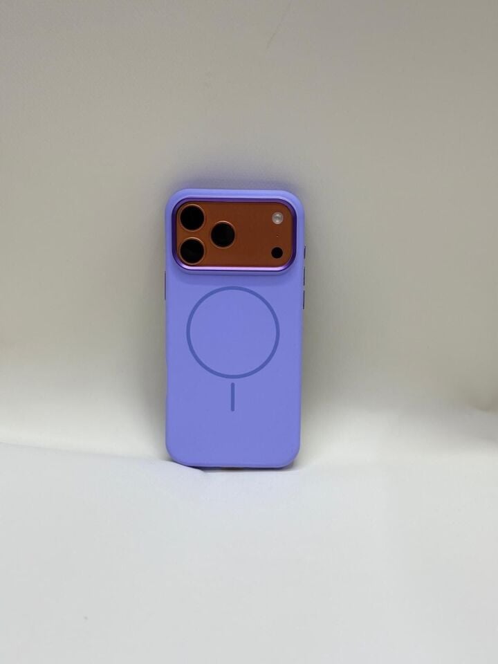 Iphone 17 Pro Max Uyumlu Magsafe Leke tutmaz Silikon Lansman Kılıf 17 pro max lila