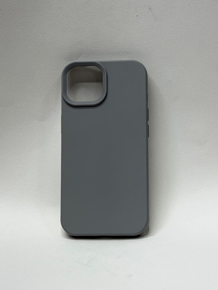 iPhone 15 Lansman Kılıfı - İçi Kadife Süet Mikrofiber Silikon Koruma Gri