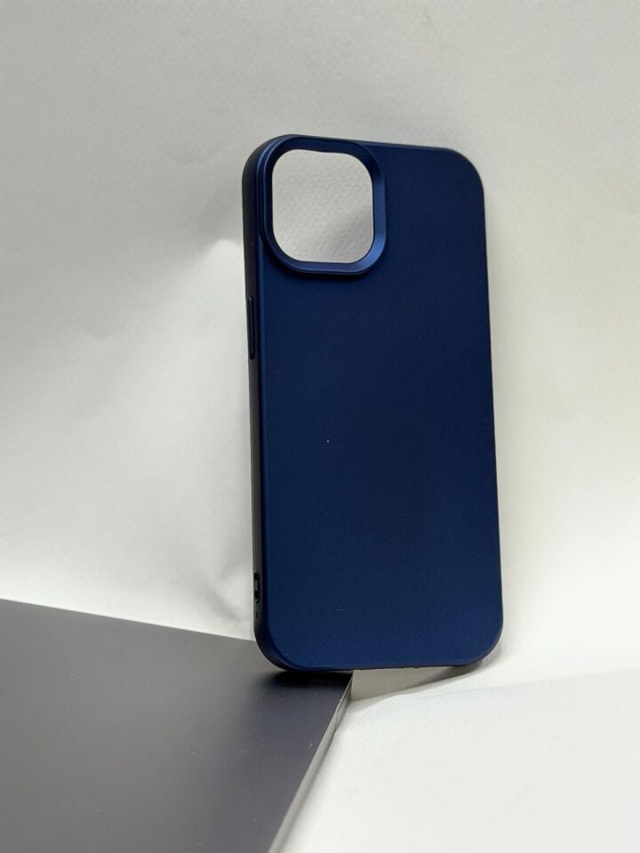 iPhone 15 Lansman Kılıfı - İçi Kadife Süet Mikrofiber Silikon Koruma Lacivert