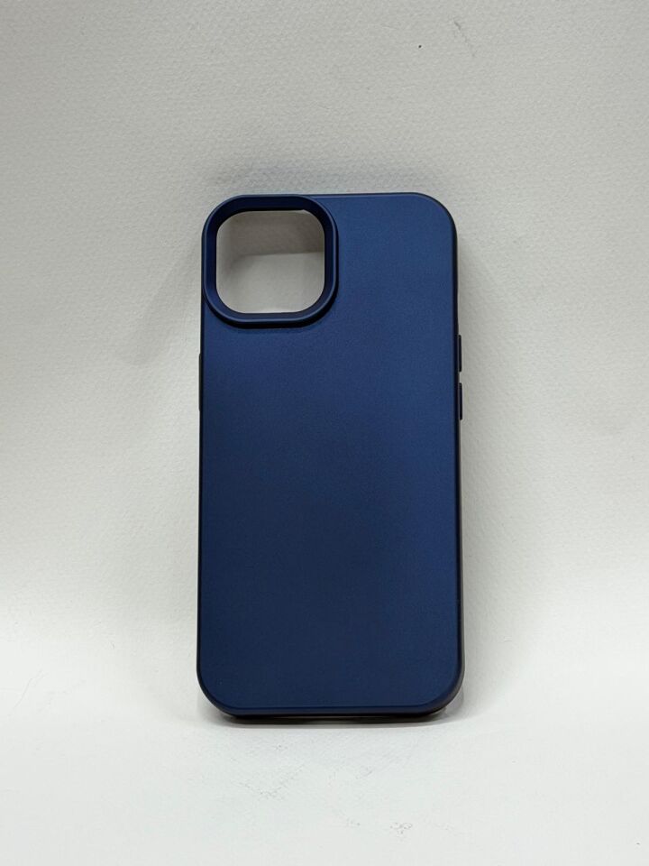 iPhone 15 Lansman Kılıfı - İçi Kadife Süet Mikrofiber Silikon Koruma Lacivert