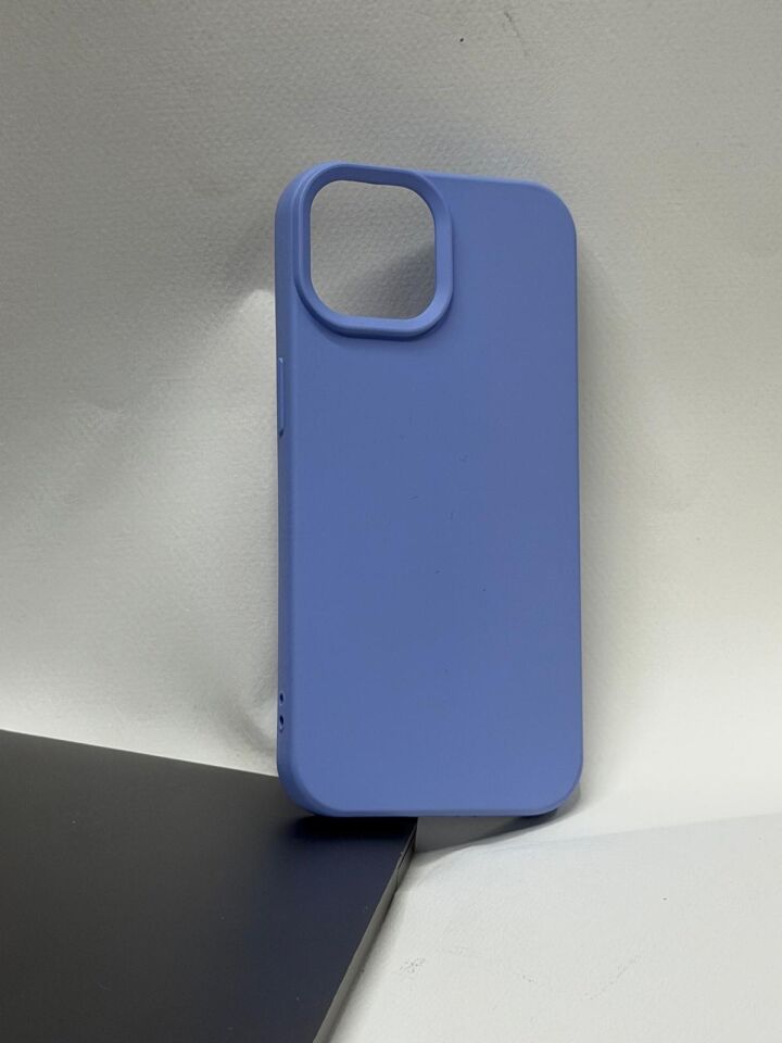 iPhone 15 Lansman Kılıfı - İçi Kadife Süet Mikrofiber Silikon Koruma Mavi