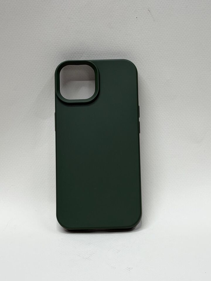 iPhone 15 Lansman Kılıfı - İçi Kadife Süet Mikrofiber Silikon Koruma Yeşil