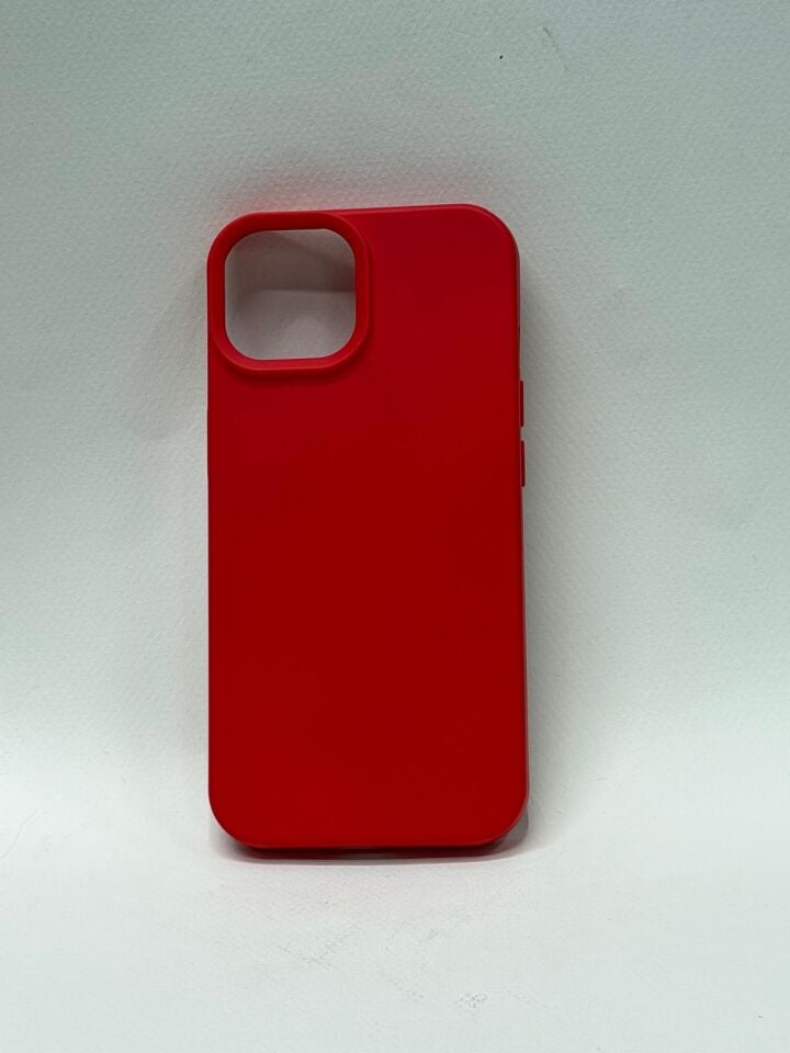 iPhone 15 Lansman Kılıfı - İçi Kadife Süet Mikrofiber Silikon Koruma Kırmızı
